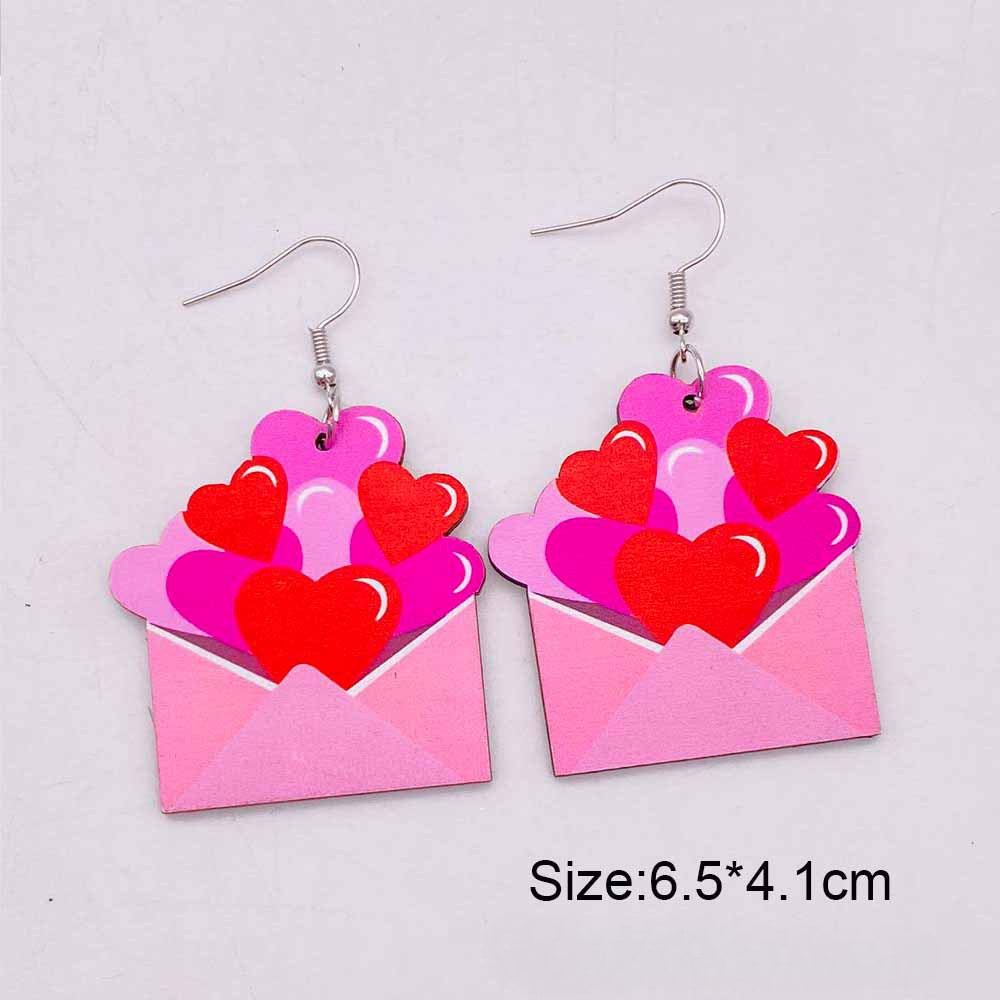 Wholesale Valentine's Day Love Hot Air Balloon Dwarf Lips Wooden Earrings